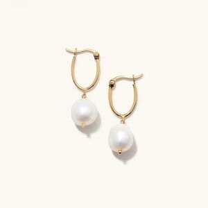 Mejuri Organic Pearl Hoops - Gold Vermeil